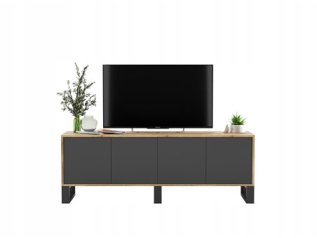 Nowoczesna Szafka RTV APOLLO 2 Loft 150 cm stelaż dąb wotan/grafit MAT2