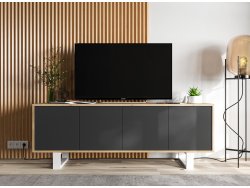 Szafka RTV APOLLO Loft 150 cm Dąb Wotan/Czarny Mat, Dobra Cena, Sklep Online