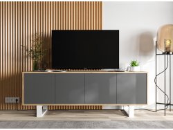 Nowoczesna Szafka RTV APOLLO 2 Loft 150 cm stelaż dąb wotan/grafit MAT