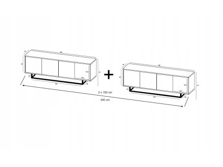 Szafka RTV Loft 300 cm APOLLO - dąb wotan/biały mat3
