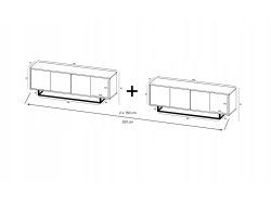 Szafka RTV Loft 300 cm APOLLO - dąb wotan/grafit mat