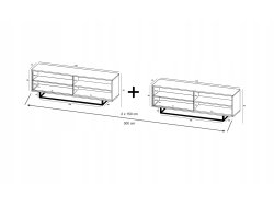 Szafka RTV Loft 300 cm APOLLO - dąb wotan/grafit mat