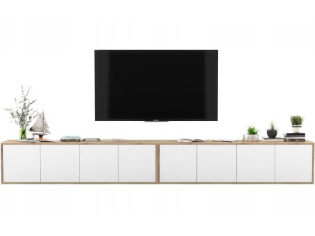 Wisząca szafka RTV Loft 300 cm APOLLO - dąb wotan/biały mat2