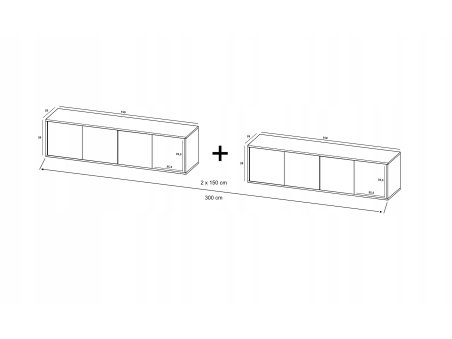 Wisząca szafka RTV Loft 300 cm APOLLO - dąb wotan/biały mat3