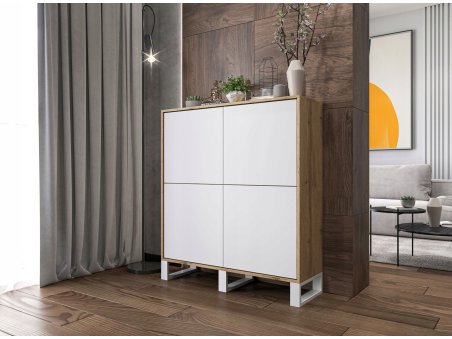 Komoda loft APOLLO czterodrzwiowa - 113 cm - dąb wotan/biały mat2