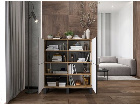 Komoda loft APOLLO czterodrzwiowa - 113 cm - dąb wotan/czarny mat3