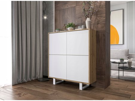 Komoda loft APOLLO 4D - 113 cm - dąb wotan/biały mat2