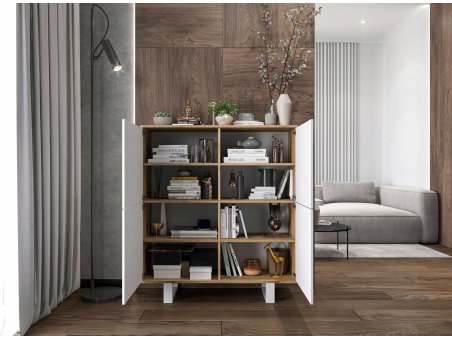 Komoda loft APOLLO 4D - 113 cm - dąb wotan/biały mat3