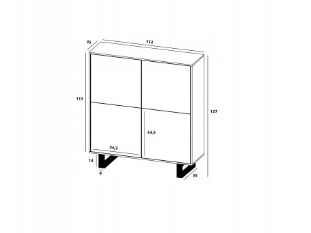 Komoda loft APOLLO 4D - 113 cm - dąb wotan/grafit mat