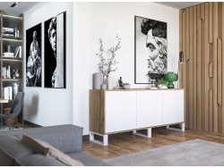 Komoda loft APOLLO 3D - 168 cm - dąb wotan/biały mat