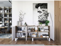 Komoda loft APOLLO 3D - 168 cm - dąb wotan/biały mat