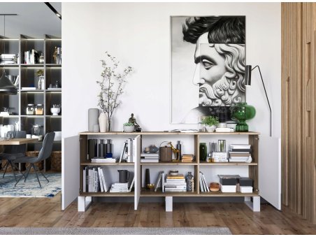 Komoda loft APOLLO 3D - 168 cm - dąb wotan/biały mat3