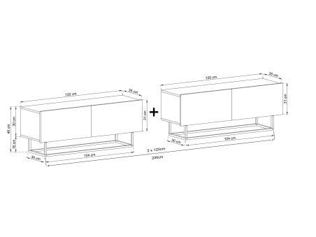 Szafka RTV ENJOY Loft Dąb artisan 240 cm zestaw 2 x 120 cm stelaż3