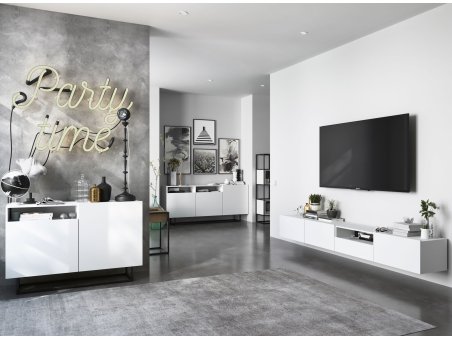 Wisząca Szafka RTV ENJOY Loft Biały MAT 240 cm zestaw z szufladą 2 x 120 cm2