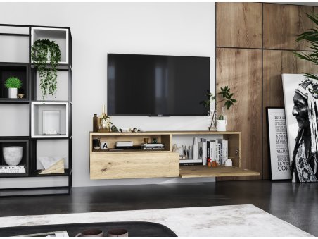 Wisząca Szafka RTV ENJOY Loft Industrialna szuflada 120 cm kolor dąb artisan3