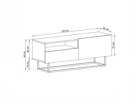 Szafka RTV ENJOY Loft Industrialna szuflada 120 cm stelaż kolor dąb artisan