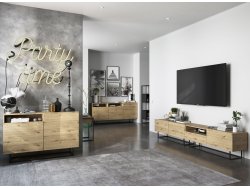 Szafka RTV ENJOY Loft Industrialna szuflada 120 cm stelaż kolor dąb artisan