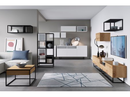 Szafka RTV ENJOY Loft Industrialna szuflada 120 cm stelaż kolor dąb artisan