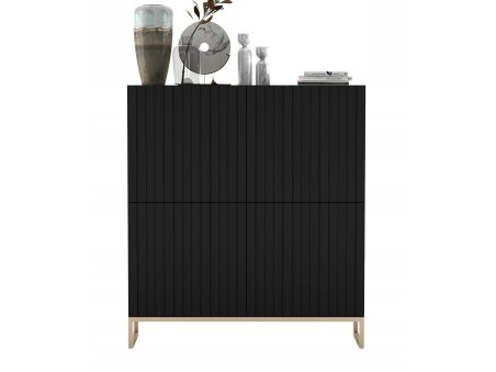 Komoda RTV Glamour Szafka RTV Glamour Czarna 112cm1