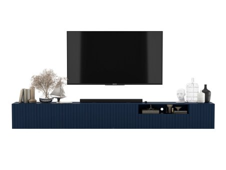 Szafka RTV Glamour ELPIS - 300 cm - granatowy mat front 3D1