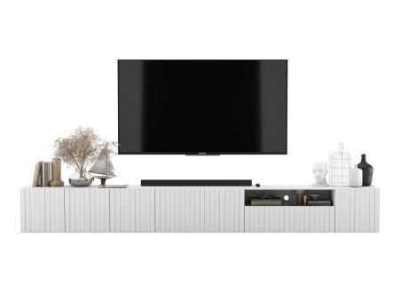 Szafka RTV Glamour ELPIS - 300 cm - biały mat front 3D1