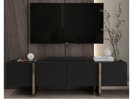 Szafka RTV Glamour KENZO - 180 cm - czarny mat1