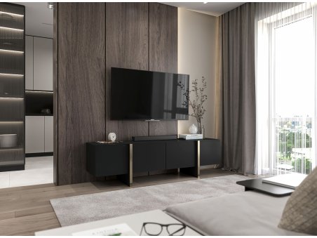 Szafka RTV Glamour KENZO - 180 cm - czarny mat3