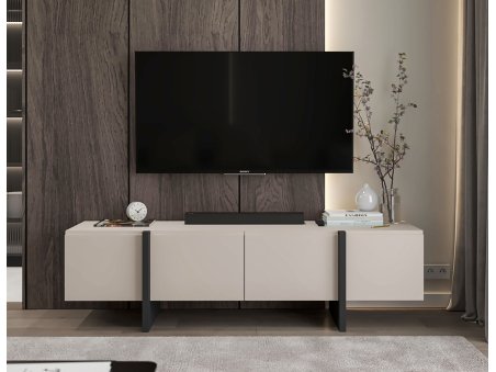 Szafka RTV KENZO w stylu Boho - 180 cm - kaszmir mat