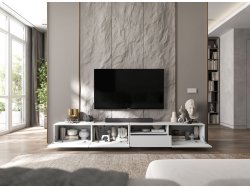 Szafka RTV ENJOY Loft Biały Mat 240 cm zestaw z szufladą stojąca / wisząca 2 x 120 cm