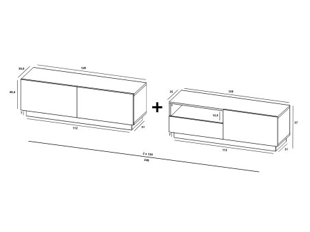 Szafka RTV ENJOY Loft Biały Mat 240 cm zestaw z szufladą stojąca / wisząca 2 x 120 cm