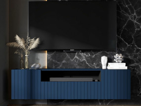 Szafka RTV Glamour ELPIS 2 - 150 cm - Granatowy mat front 3D