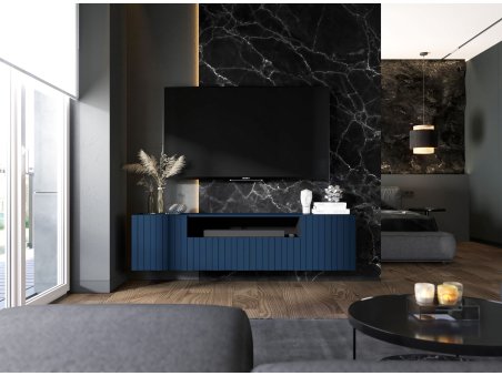 Szafka RTV Glamour ELPIS 2 - 150 cm - Granatowy mat front 3D1