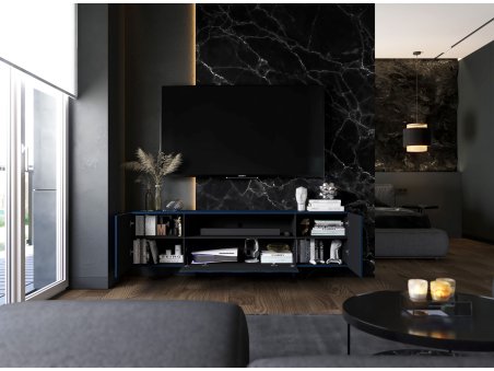 Szafka RTV Glamour ELPIS 2 - 150 cm - Granatowy mat front 3D3