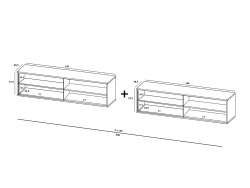 Wisząca szafka RTV Glamour ELPIS - 300 cm - granatowy mat front 3D