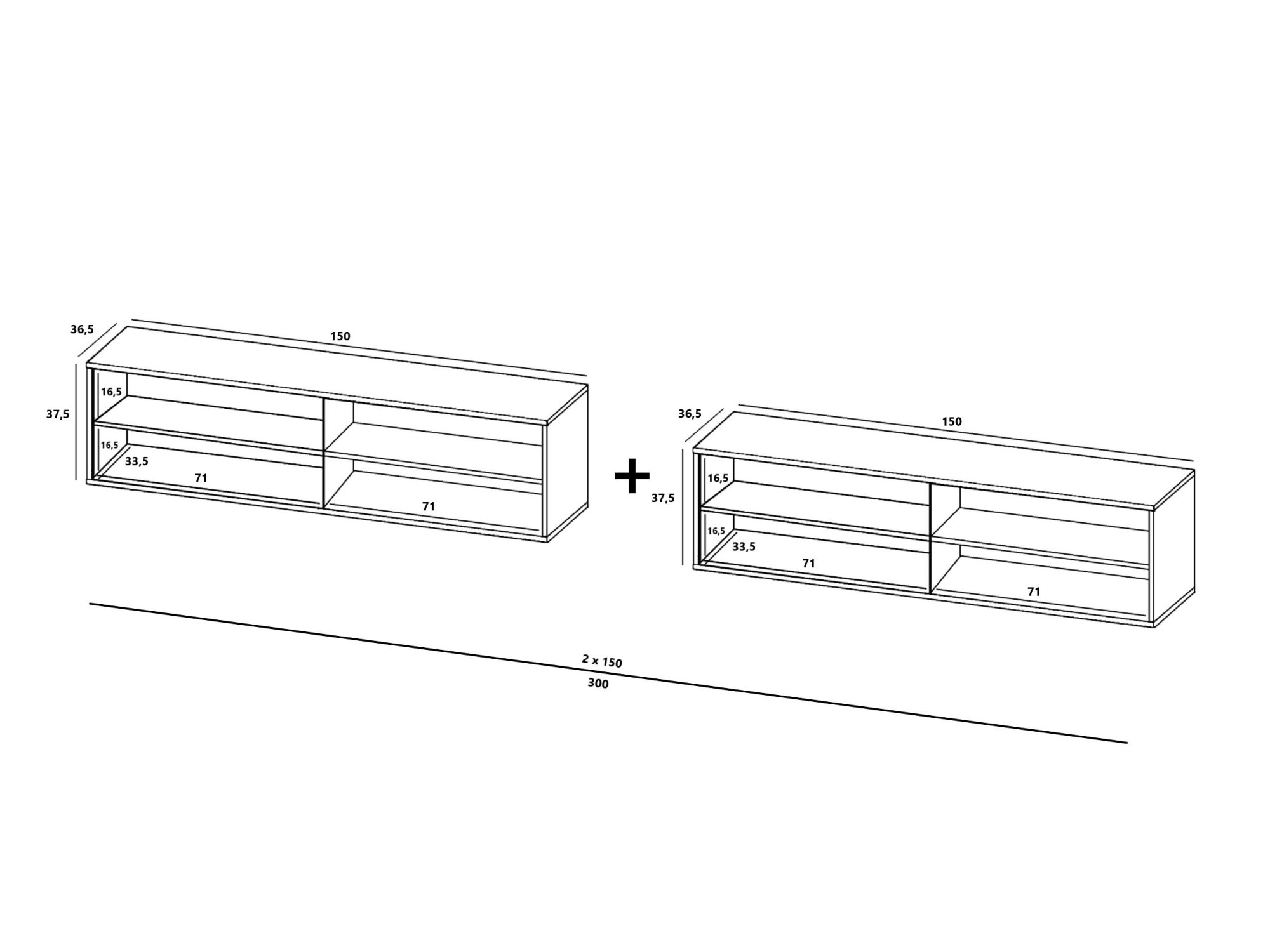 Wisząca szafka RTV Glamour ELPIS - 300 cm - granatowy mat front 3D