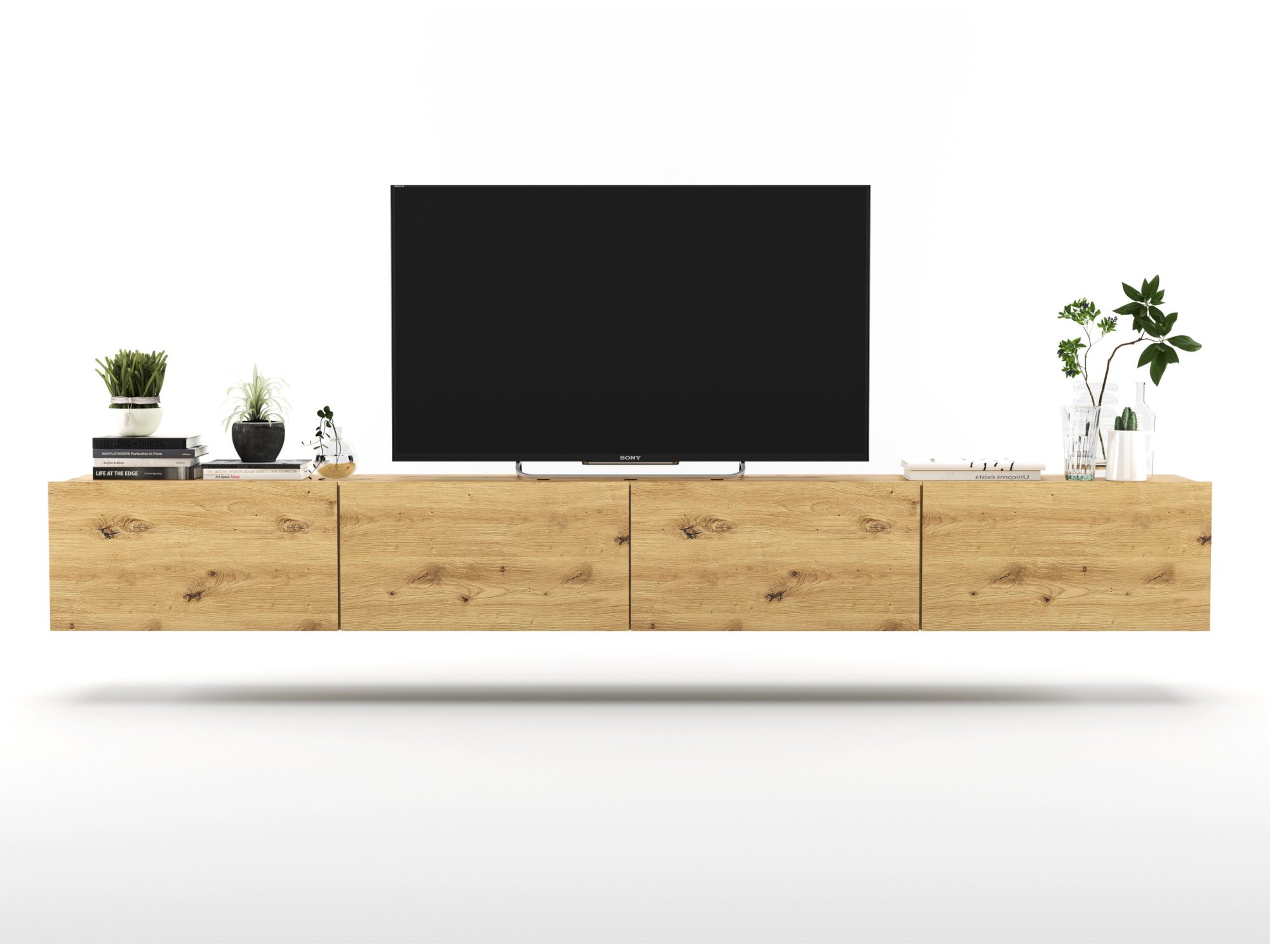 Wisząca Szafka RTV ENJOY Loft Dąb artisan MAT 240 cm zestaw 2 x 120 cm
