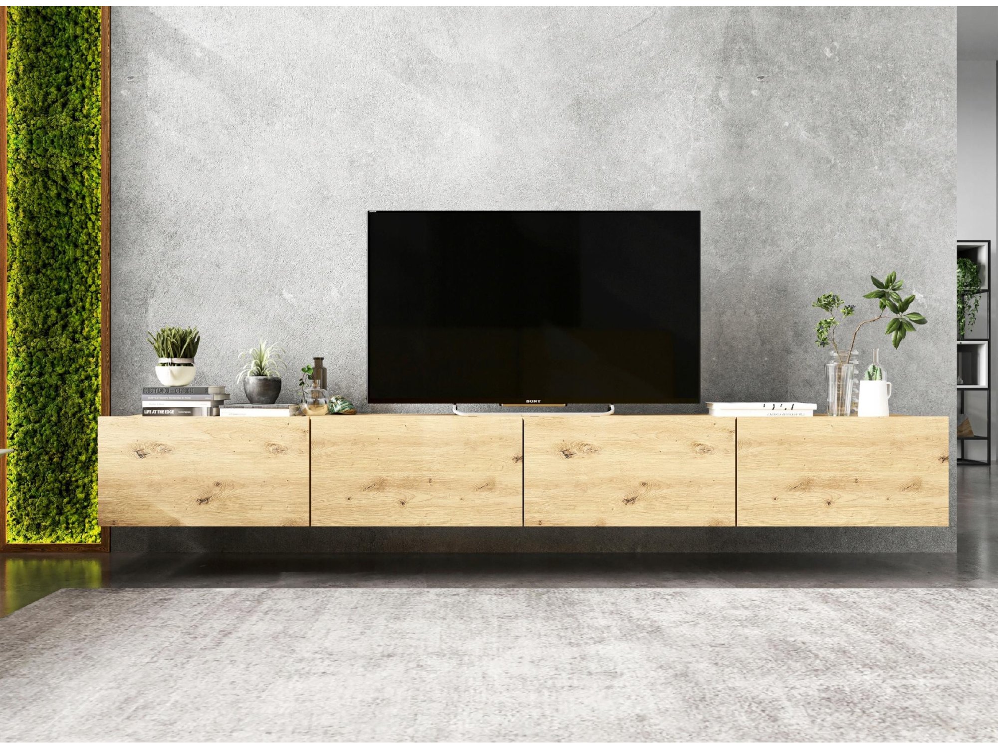 Wisząca Szafka RTV ENJOY Loft Dąb artisan MAT 240 cm zestaw 2 x 120 cm