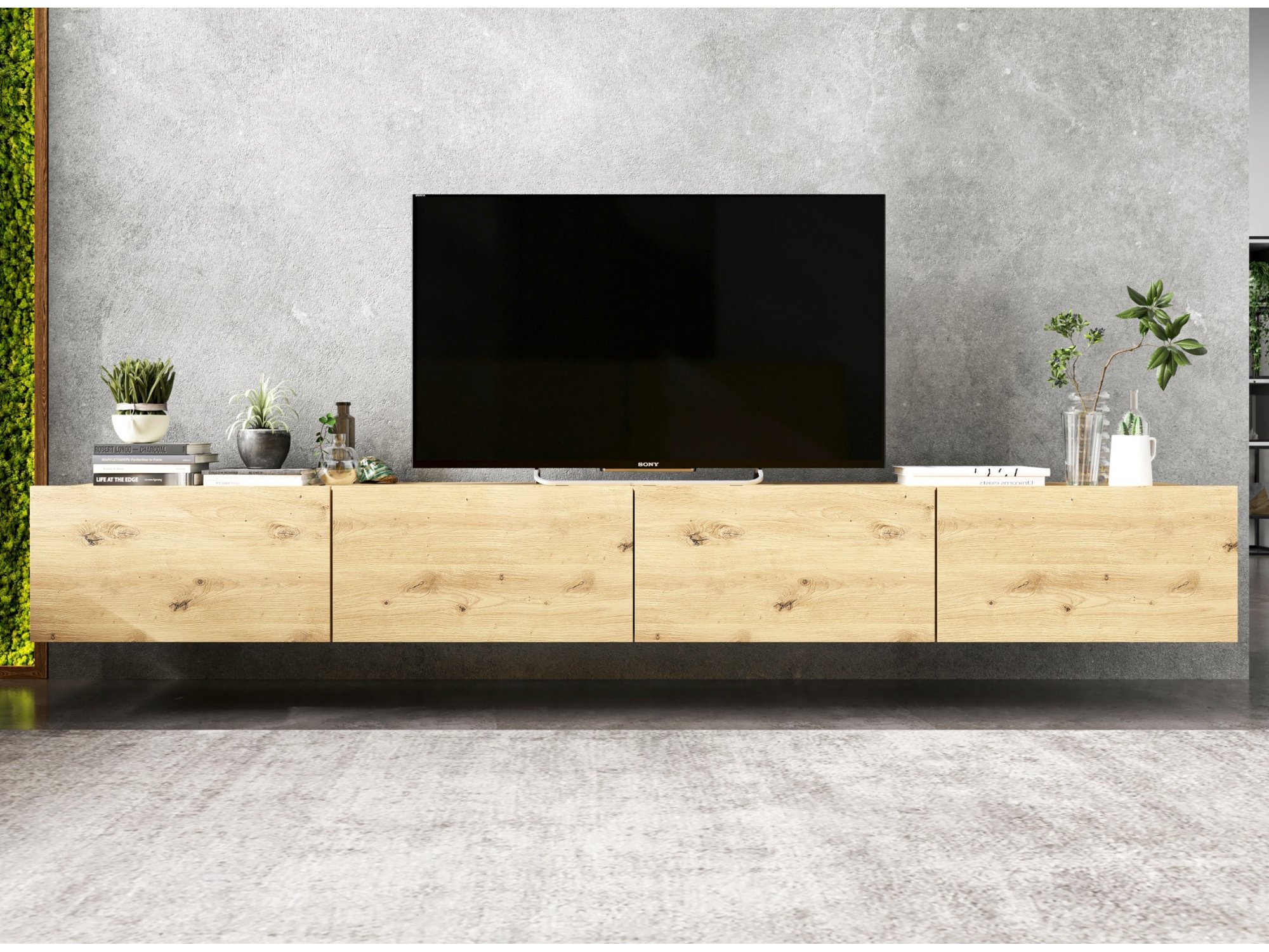 Wisząca Szafka RTV ENJOY Loft Dąb artisan MAT 240 cm zestaw 2 x 120 cm