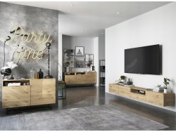 Wisząca Szafka RTV ENJOY Loft Dąb artisan MAT 240 cm zestaw z szufladą 2 x 120 cm