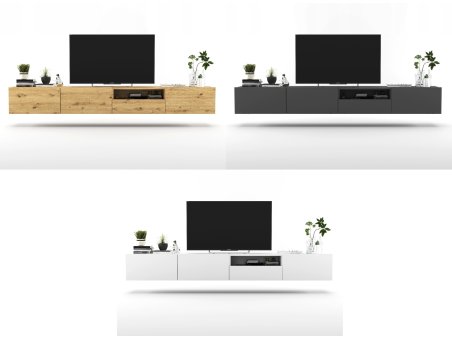 Wisząca Szafka RTV ENJOY Loft Dąb artisan MAT 240 cm zestaw z szufladą 2 x 120 cm