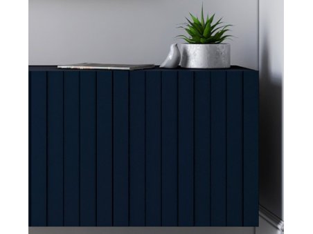 Nowoczesna Komoda RTV Uniwersalna Szafka RTV Glamour Ryflowane fronty granatowy Mat 220 cm
