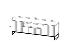 Komoda RTV Loft Szafka RTV Czarny MAT Nowoczesna Czarna Rama 150 cm Glamour