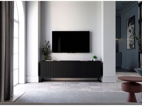 Szafka RTV Czarna Matowa, Loft, Glamour 150cm, Dobra Cena, Sklep Online2