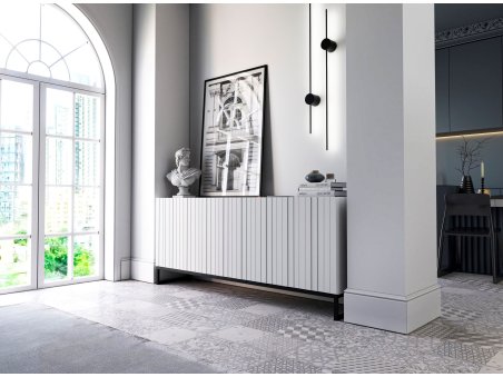 Komoda RTV Loft Szafka RTV Biały Mat 168cm Industrialna Metalowa Rama Loft3