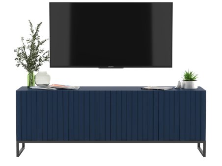 Szafka RTV Granatowy MAT Glamour Komoda RTV Loft Nowoczesna Czarna Rama 150 cm1
