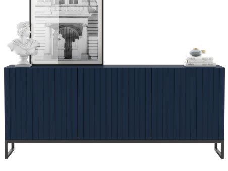 Nowoczesna Komoda RTV Loft Granatowy Mat Szafka RTV Glamour 168 cm Czarna Rama1
