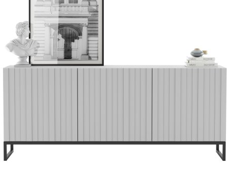 Komoda RTV Loft Szafka RTV Biały Mat 168cm Industrialna Metalowa Rama Loft1