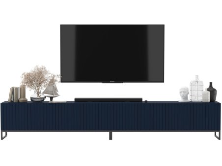 Szafka RTV Granatowy MAT Komoda RTV zestaw Glamour 300 cm Nowoczesna Rama Loft1