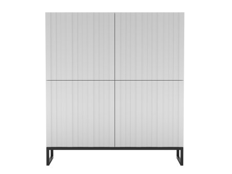 Komoda RTV Industrialna Biały Mat 112 cm Szafka RTV Glamour Ryflowane fronty Czarna Rama1