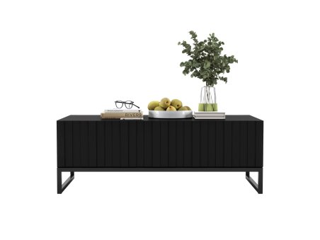 Stolik kawowy ELPIS Glamour ława czarny Mat Rama Czarna Metalowa Loft 110 cm2